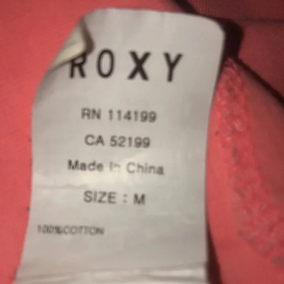 ROXY zip up sweatshirt hoodie,crocheted pocket detail, rope pull strings size M - Picture 6 of 10